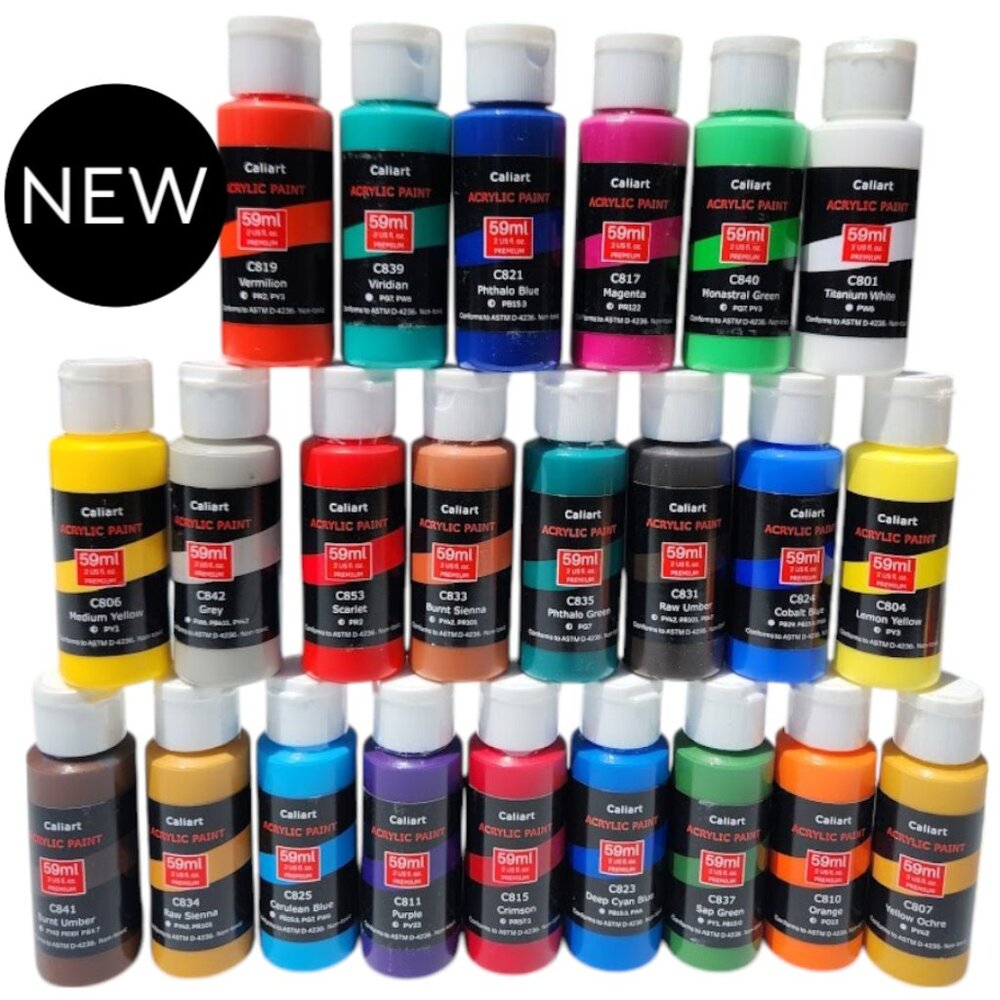 NEW 22 Bottles Caliart Acrylic Paint Bundle Set Colors Art Craft Paints Painting
